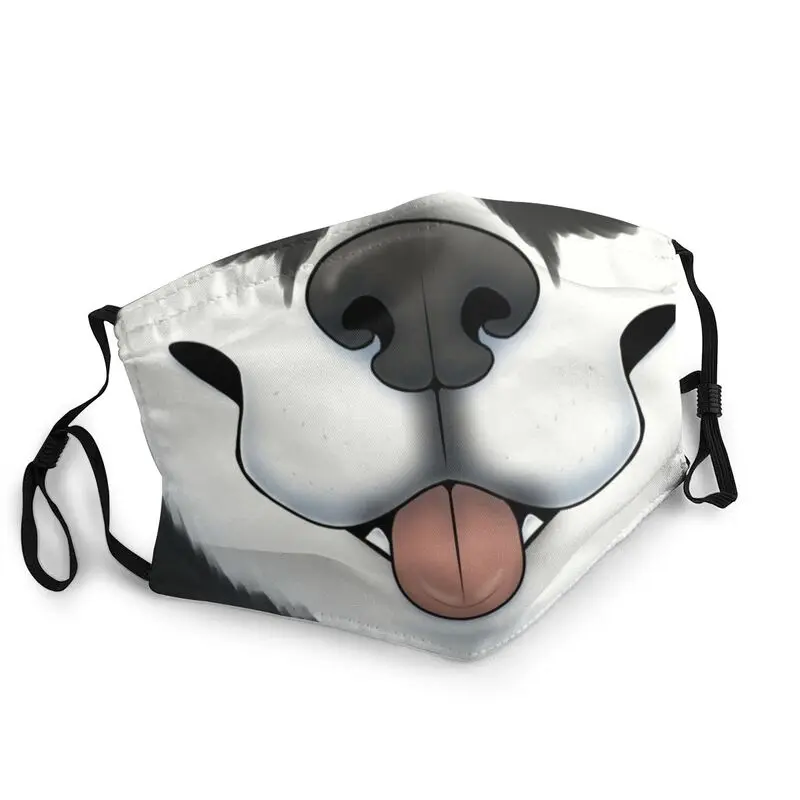 

Black Husky Dog Reusable Face Mask Unisex Alaskan Malamute Dustproof Protection Cover Respirator Mouth Muffle