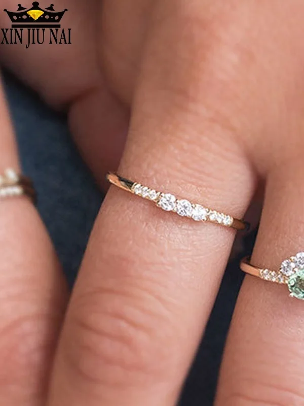 Свадебные Элегантные кольца с австрийским кристаллом золотого цвета