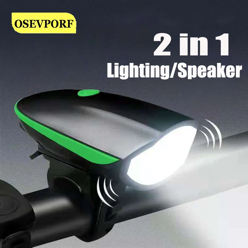 

Lighting Speaker 2 in 1 Bike Front Light Driving Safety Night Riding Bicycle Horn 400Lumen LED USB Charging Headlight Flashlight