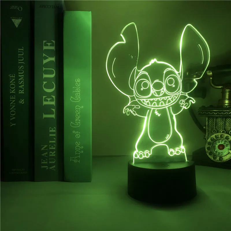 Disney мультяшная фигурка Лило и Стич 3D лампа детская спальня светодиодный
