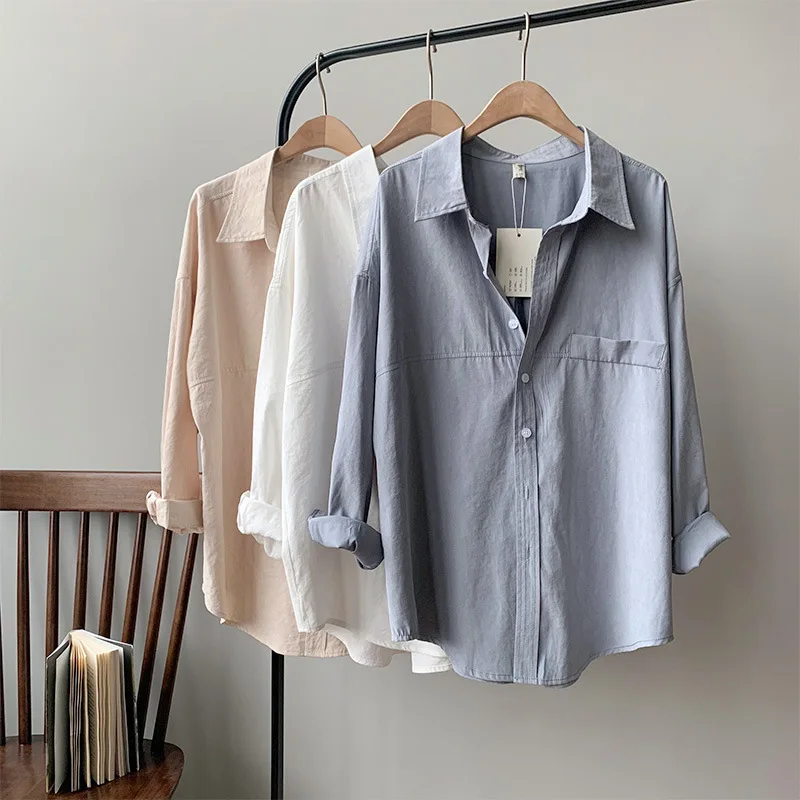 

2021 spring new Women's cotton-like suede blouses long-sleeved western retro shirt