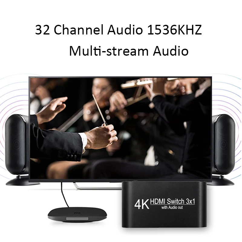 HDMI коммутатор 3x1 4K Аудио экстрактор с удаленным аудио Out3 в 1 переключатель