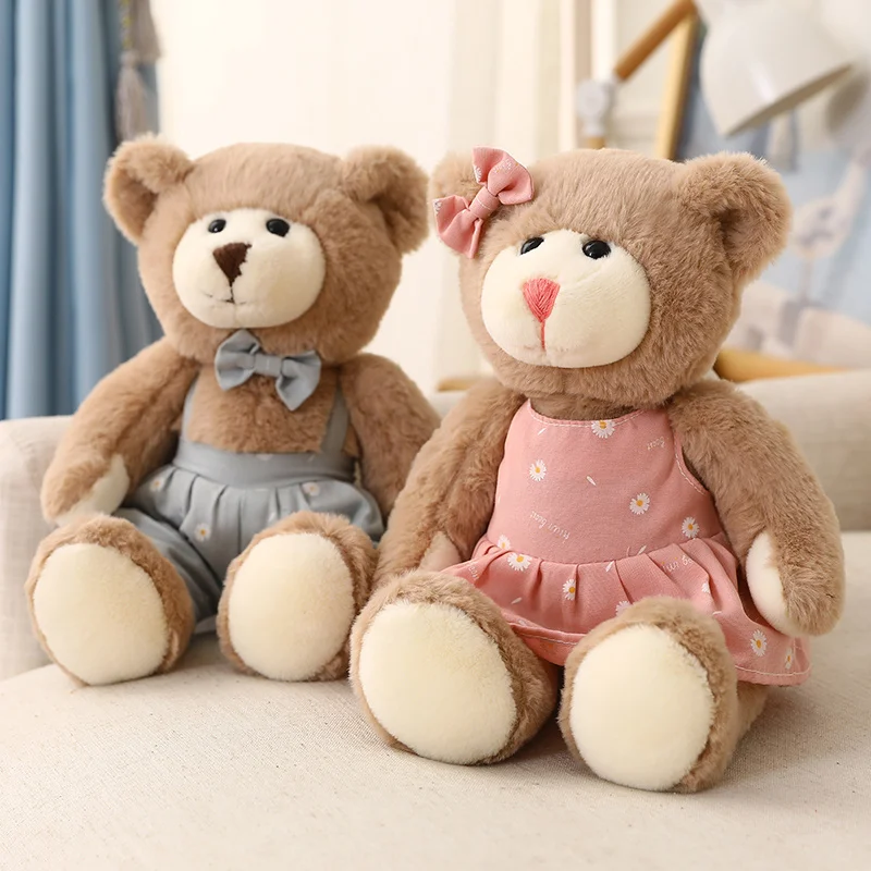 

38/55cm kawaii couple bear plush toy soft cartoon animal bear baby comfort doll creative invite others gifts home decoration