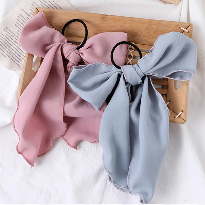 Женские резинки для волос с большим бантом элегантная шифоновая повязка на