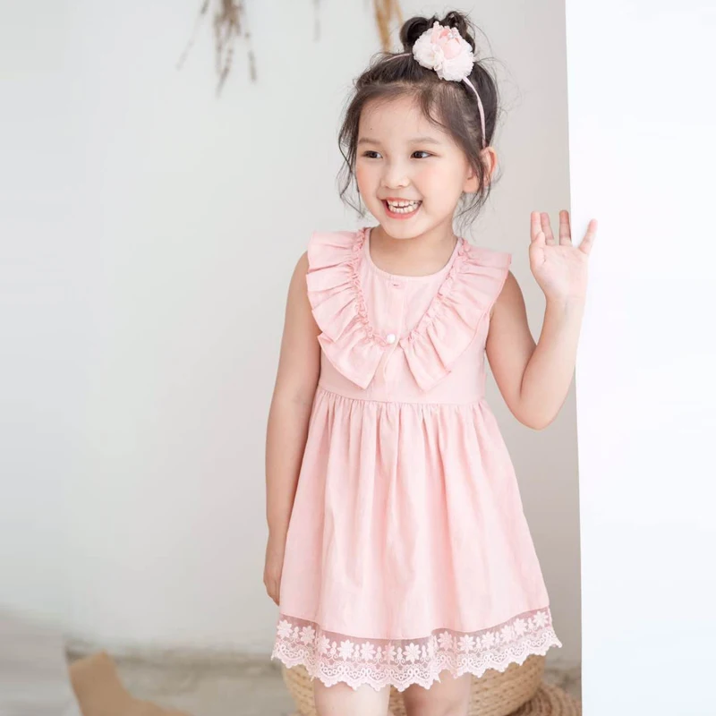 Кружевное платье принцессы для девочек 2 - 8 лет летнее одежда маленьких хлопковое