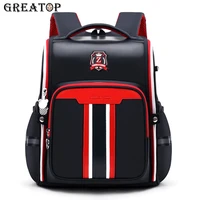 greatop leather children schoolbags fashion design all open student bags large capacity waterproof kids school backpack