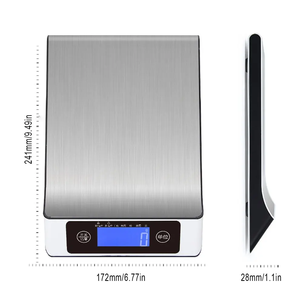 

15kg/1g Electronic Kitchen Scale Digital Food Scale Stainless Steel Weighing Scale LCD High Precision Measuring Tools