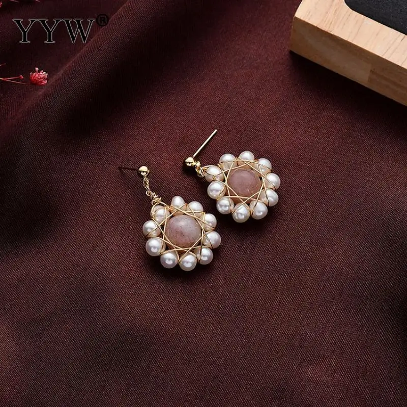 Винтажные серьги-подвески в форме пресноводного жемчуга стиле барокко цветка