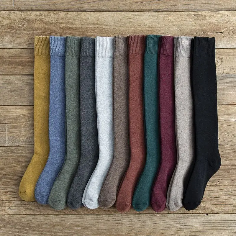 

High Quality 11 Colors Knee High Stockings Fashion Ladies Winter Socks Long Socks Solid Color Colorful Sexy Cotton Knee Socks