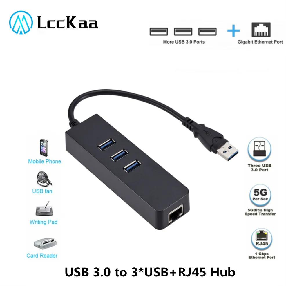 Сетевая карта LccKaa USB 3 0 Ethernet к RJ45 с портами USB-концентратор для Mac iOS Xiaomi Mi Box