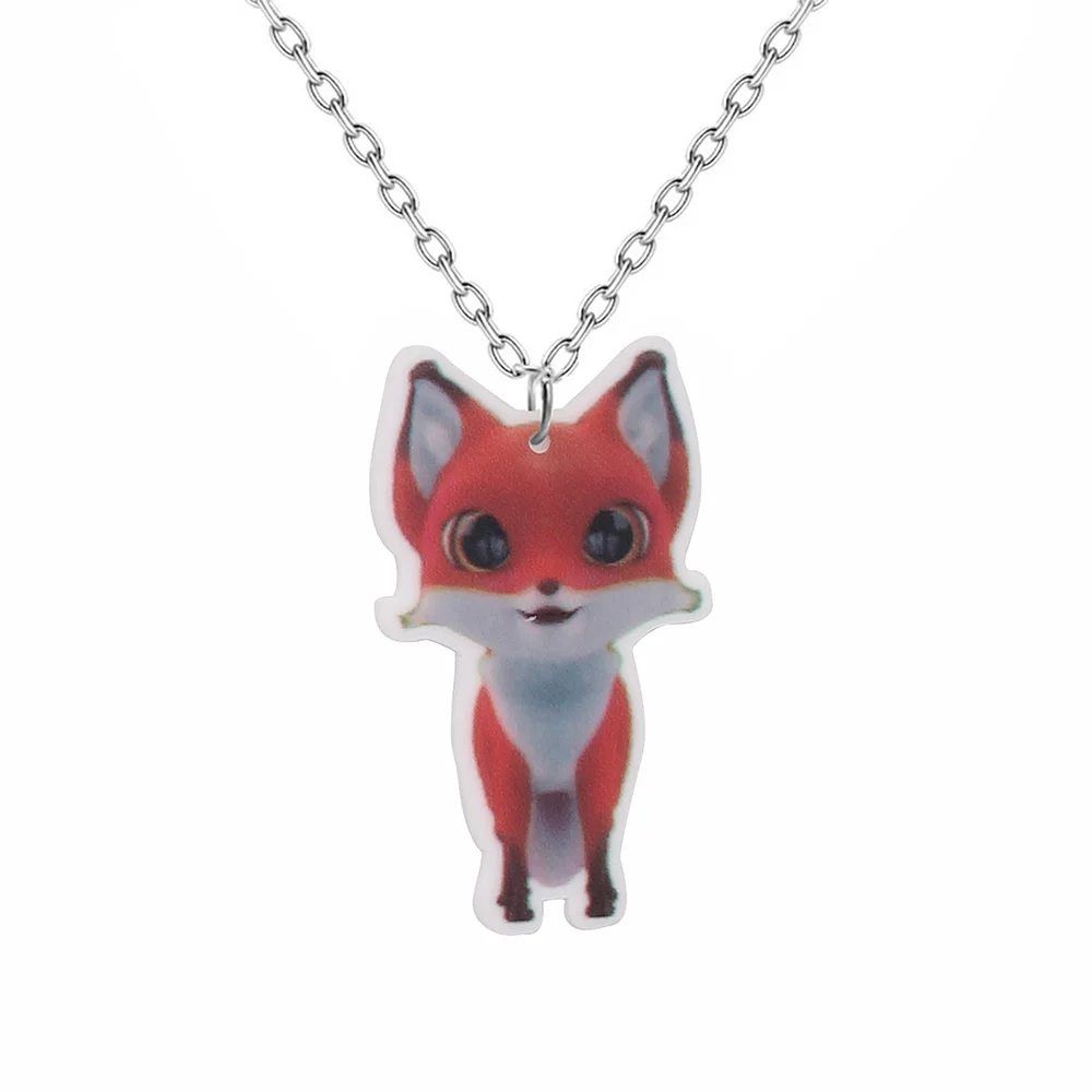 PrinSis New Fashion Girls Kids Gift Jewelry Cool Orange Fox Earring Pendant Short Chain Necklace Xma Wholesale KS49 | Украшения и
