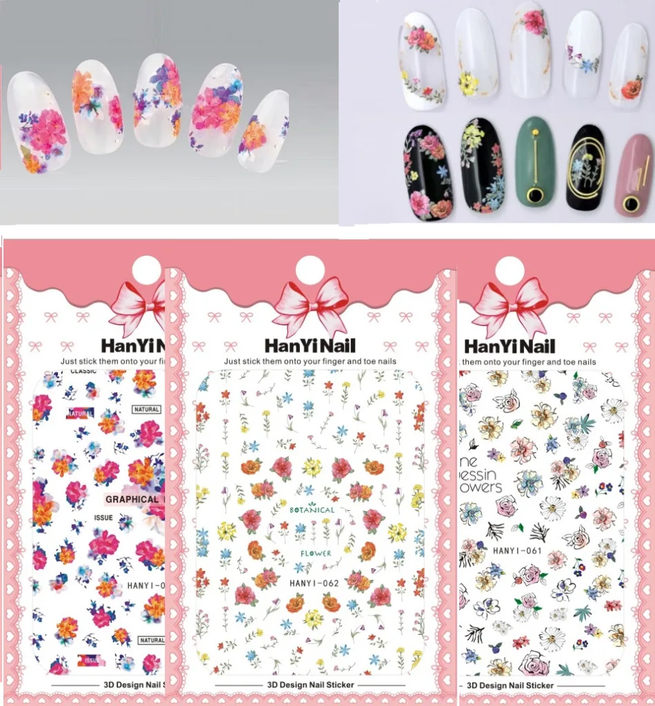 3 листа 8 Тип японские ультратонкие наклейки для ногтей дизайн Gummed стикеры 3D на