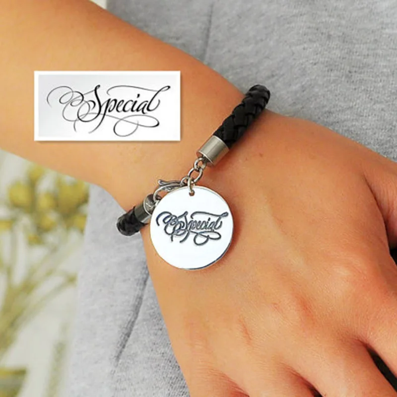 Серебряный браслет с гравировкой и надписью | Украшения аксессуары