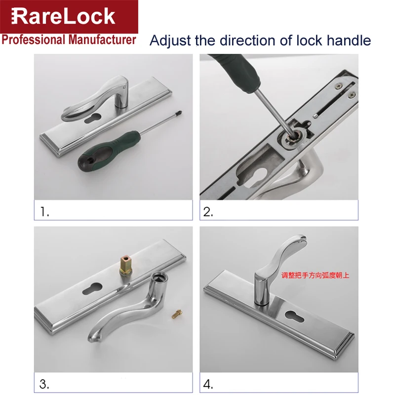 

Stainless Handle Door Lock Modern Simple Multiple Sizes for Bedroom Bathroom Office Hotel Hardware Adjustable Pitch Rarelock hh