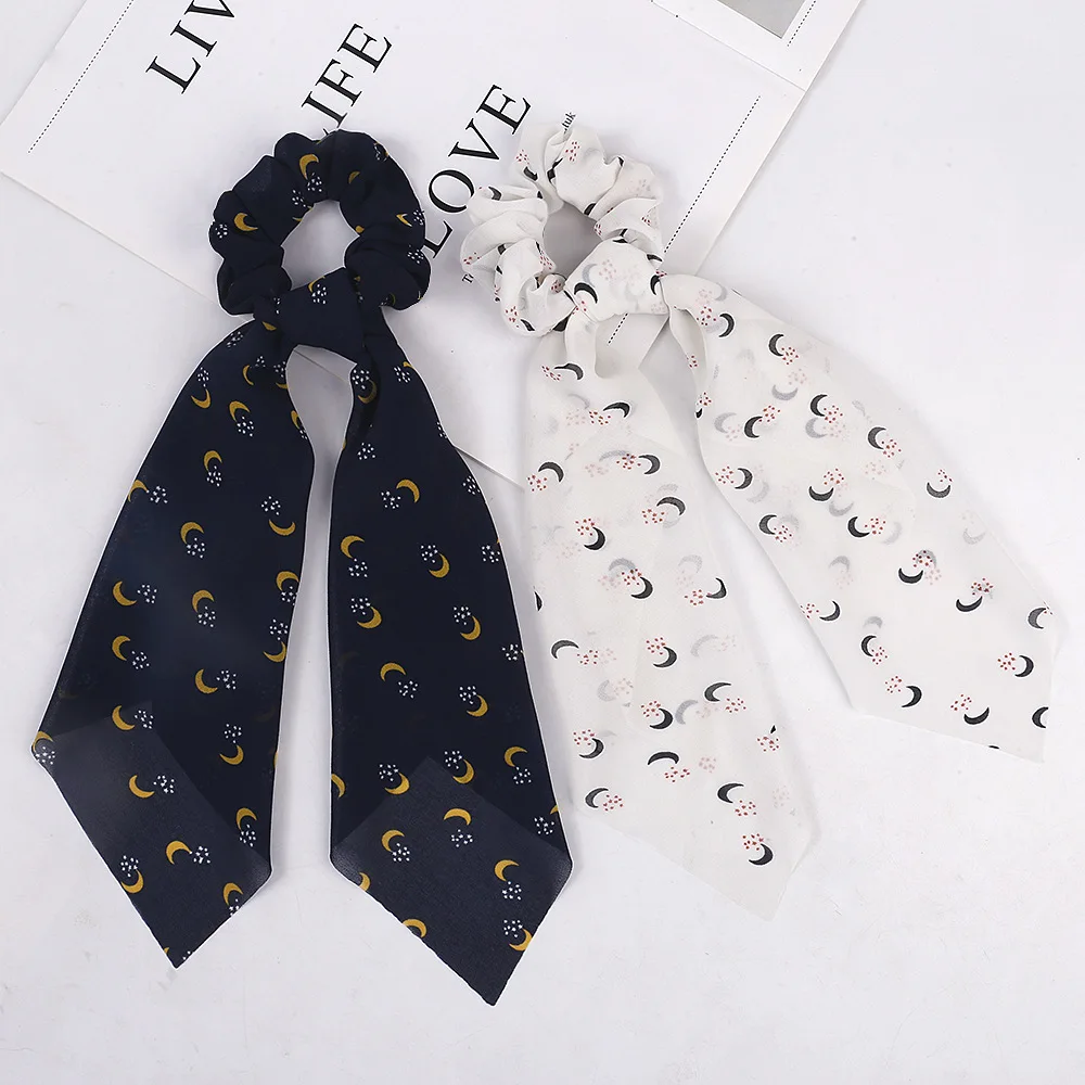 Резинки для волос с цветочным принтом женские эластичные резинки длинным шарфом