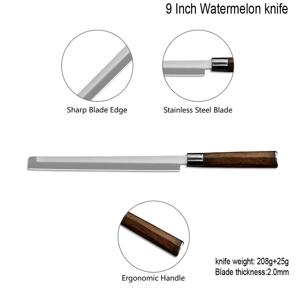XYj 9 дюймов японский нож для суши из нержавеющей стали фруктов арбуза с деревянной