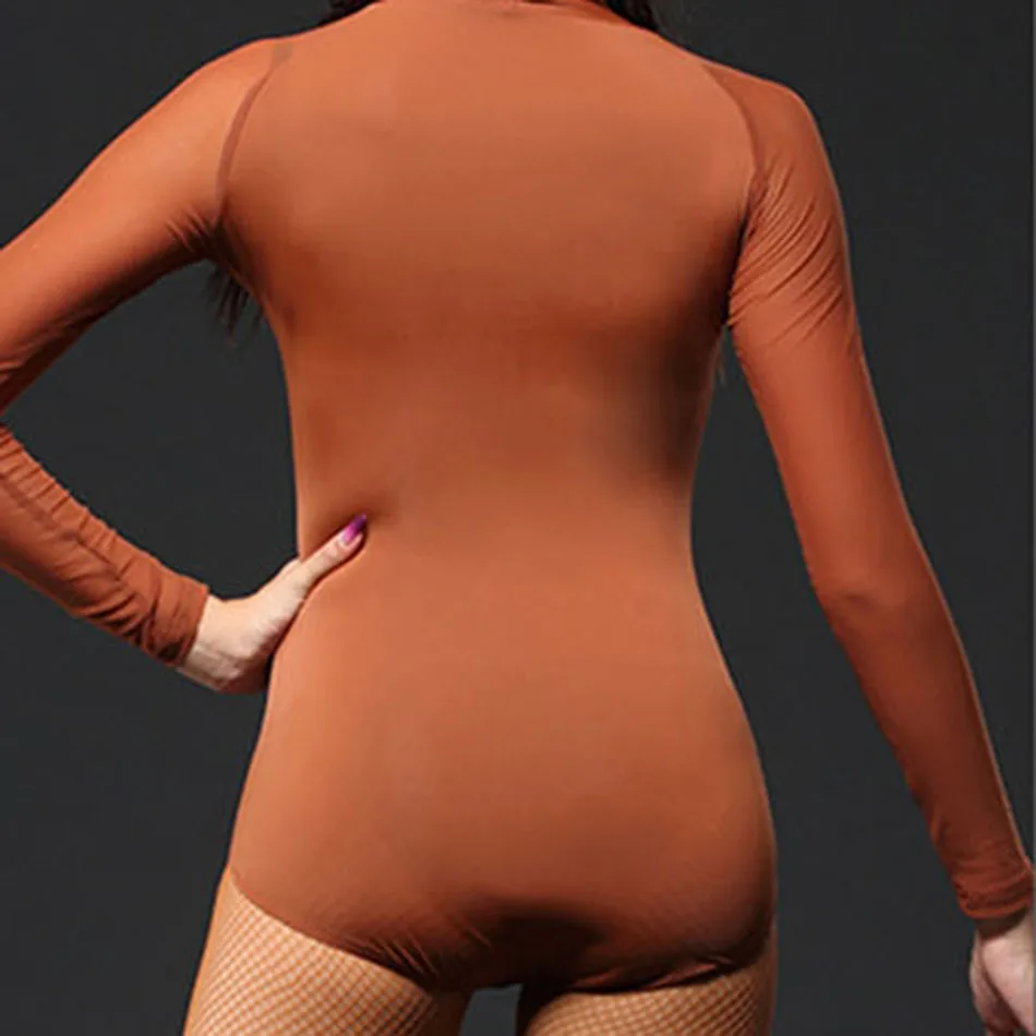 Женское боди для латиноамериканских танцев соблазнительные Топы с длинным