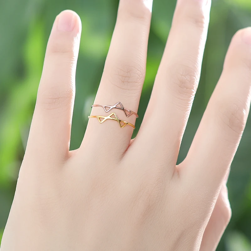 

Minimalist Gold Rings For Women Anillos Mujer Stainless Steel Wireless Connection Ring Bijoux Jewelry Accessories Birthday Gift