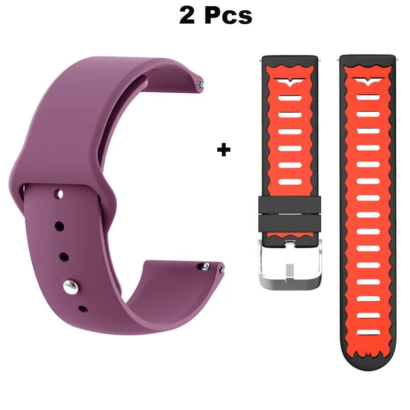 Браслет 22 мм для Xiaomi Huami Amazfit GTR 47 мм Pace Stratos 2 ремешок для часов samsung gear S3 Galaxy 46 мм ремешок для часов Correa - Цвет: Purple-Black Red