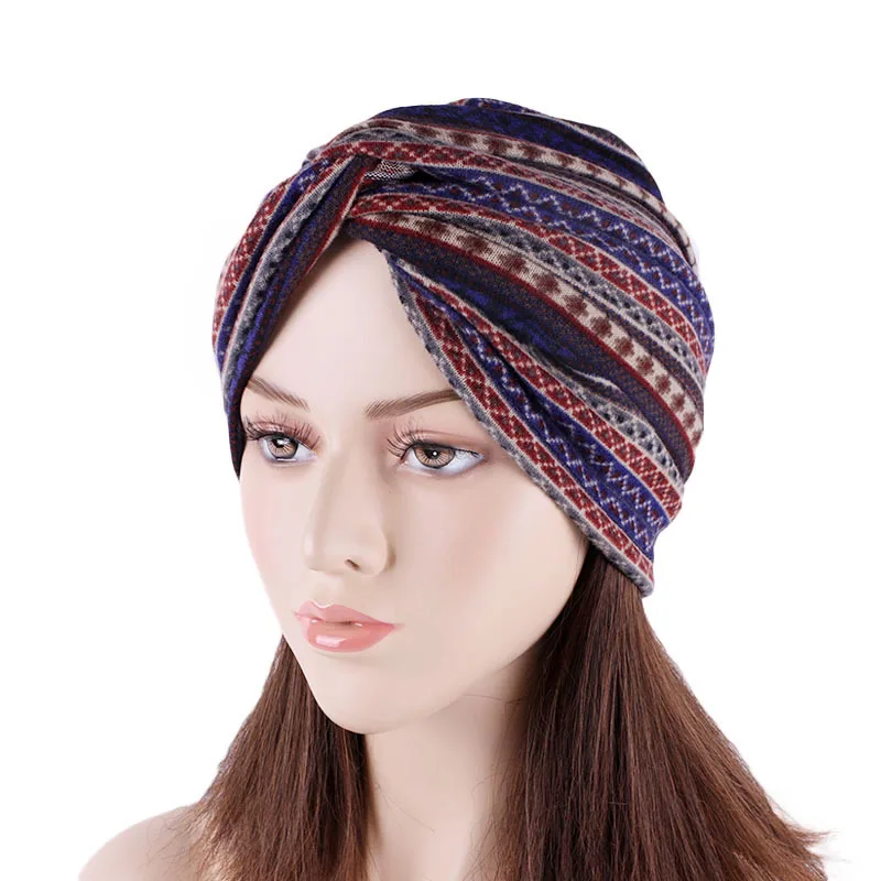 Осенне зимний женский кашемировый теплый тюрбан шапка повязка на голову с