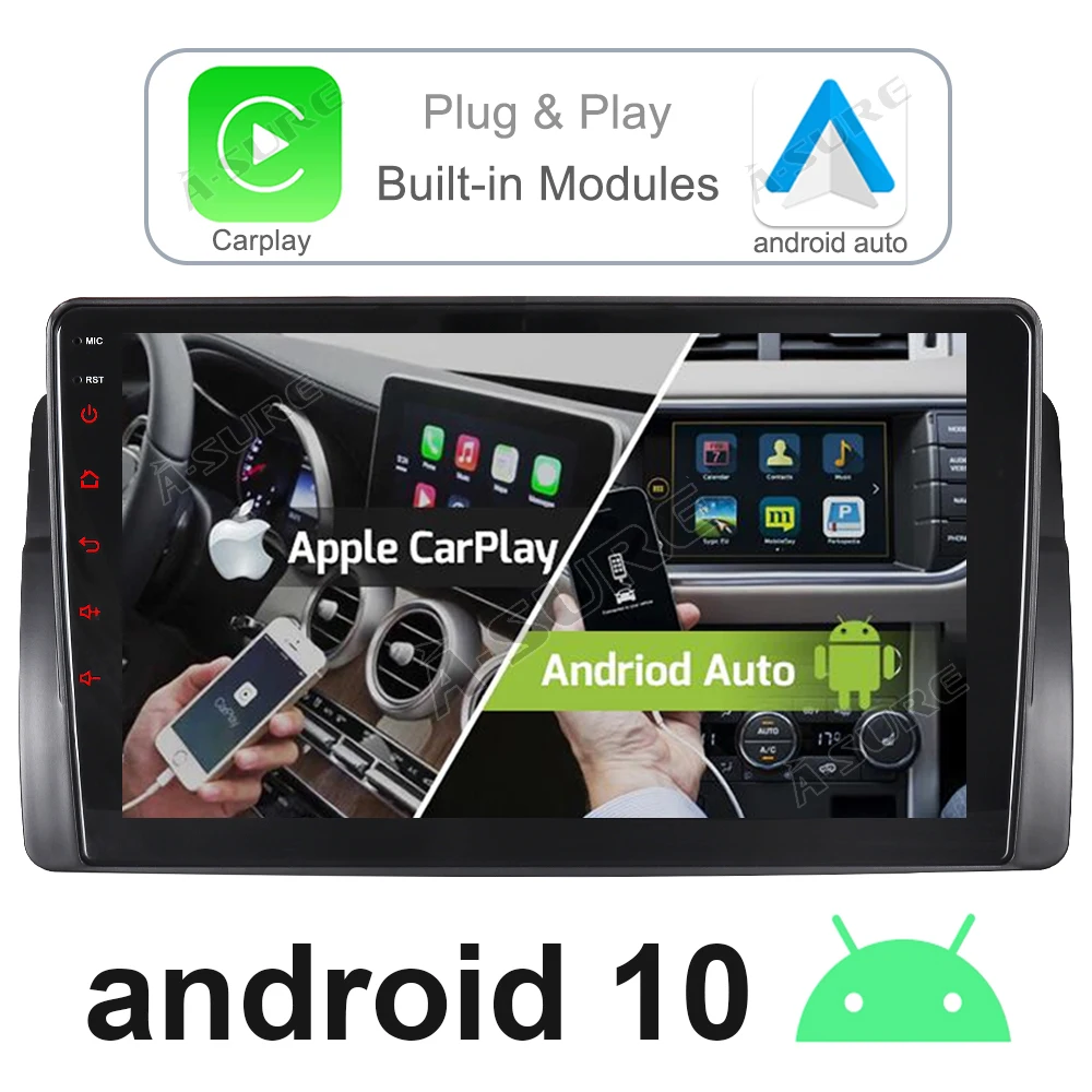 Автомагнитола A-Sure CarPlay мультимедиа Android 10 BT SWC Wi-Fi GPS-навигация для BMW 3 серии E46 318 320