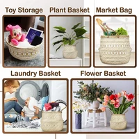 WHISM Elegant Sea Grass Storage Basket Flower Pot Stylish Wicker Basket Plant pot Toys Laundry Basket Container Home Decoration