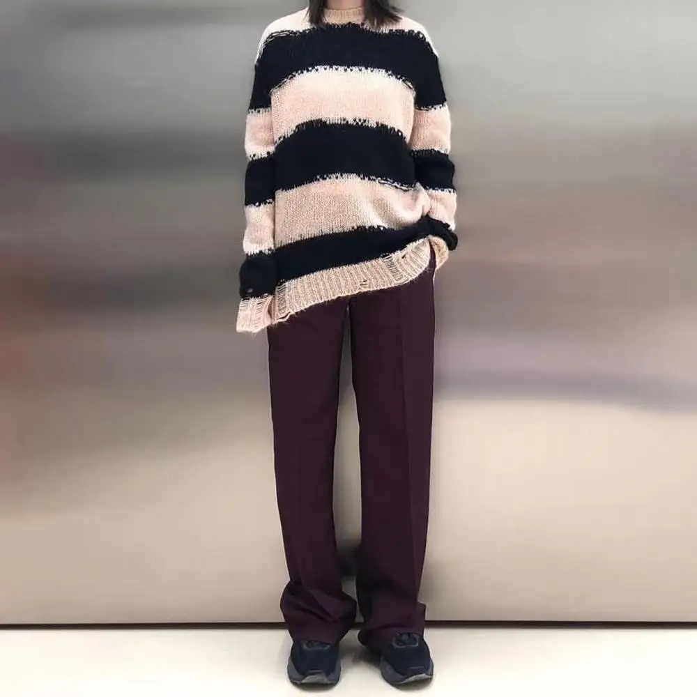 Elastic Waist women pants simple casual solid wild wool lady Trousers