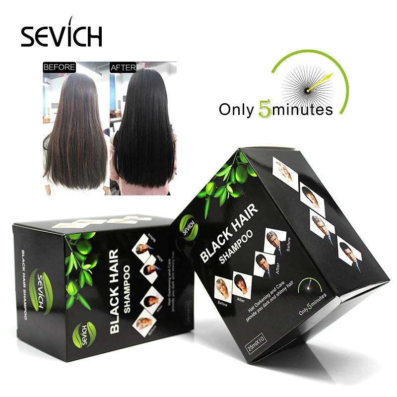 

Sevich 10 pcs/lot Black Hair Shampoo 5 Minutes Faster Dye Hair Into Black Make Grey White Hair Darkening Black Hair Color Shampo