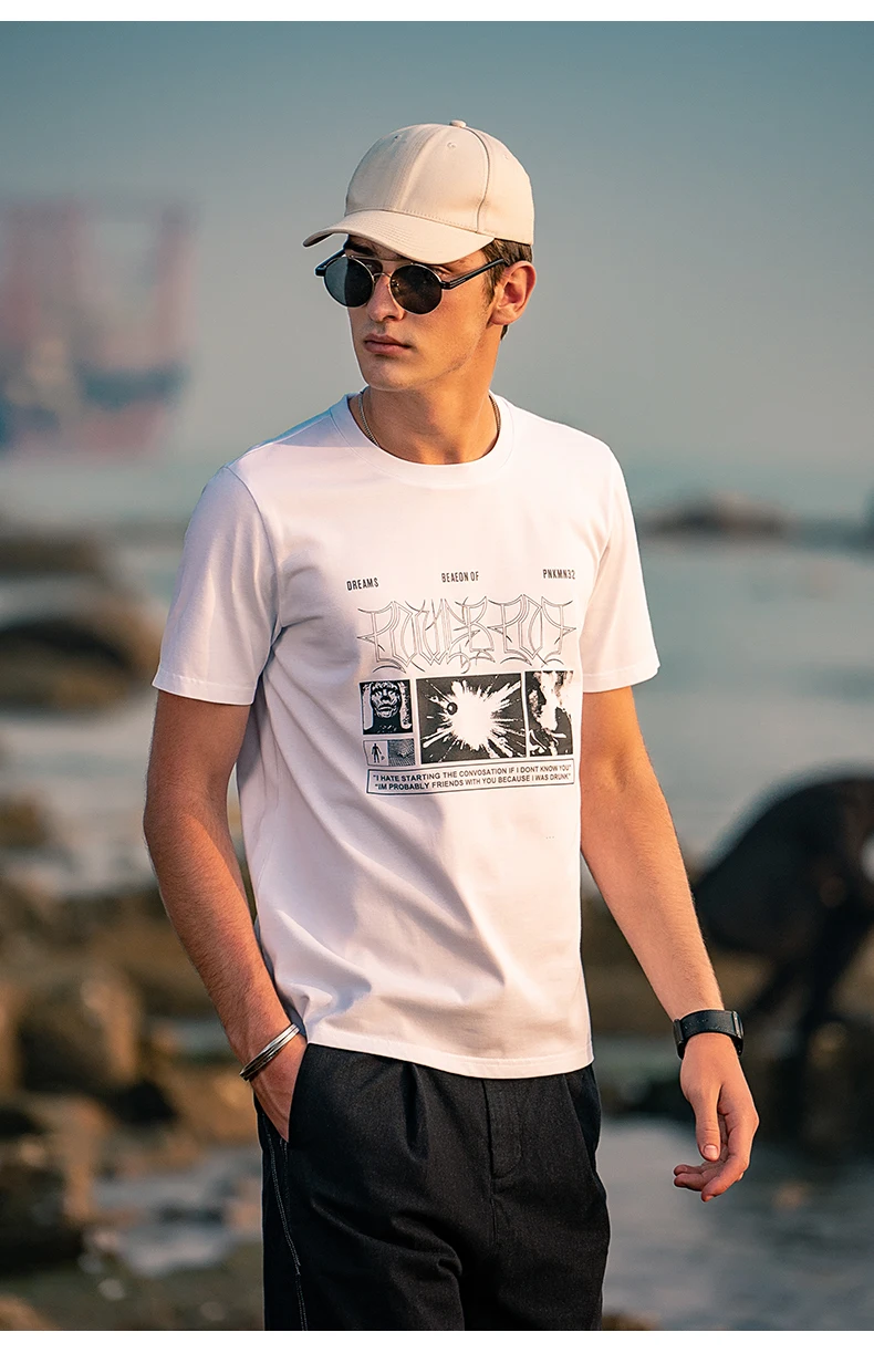 

2615 men summer new products trendy creative printing half-sleeved short-sleeved T-shirt