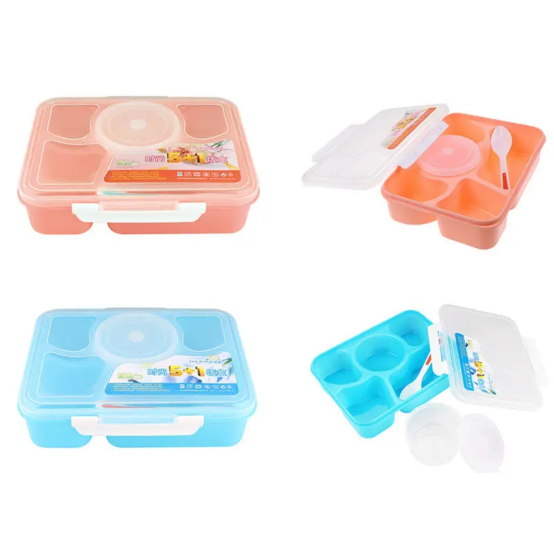 5 сеточная микроволновая печь Bento Ланч-бокс BPA бесплатно Ланч-бокс для детей с отсеком герметичный контейнер для еды ланчбокс для пикника
