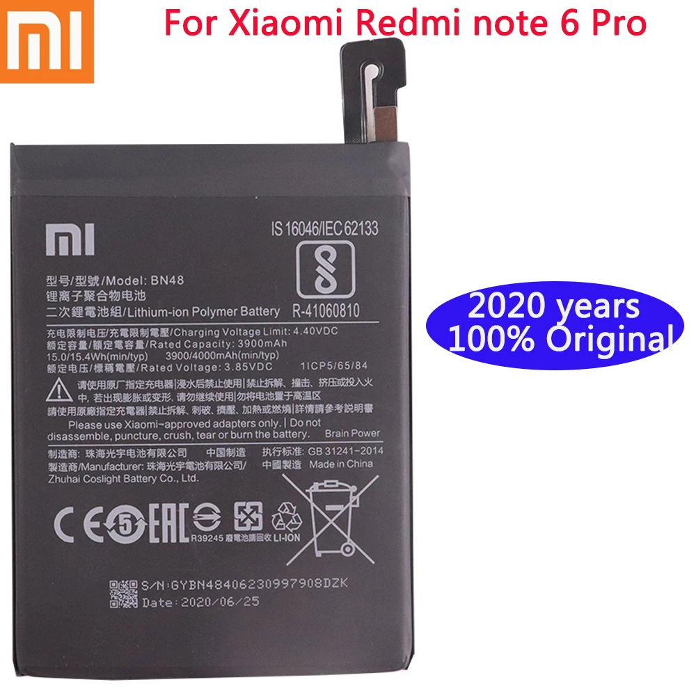 

high quality Xiaomi 100% Original Phone Battery for Xiaomi redmi Note 6 Pro BN48 Batteries Red rice Note6 Pro bateria Battery