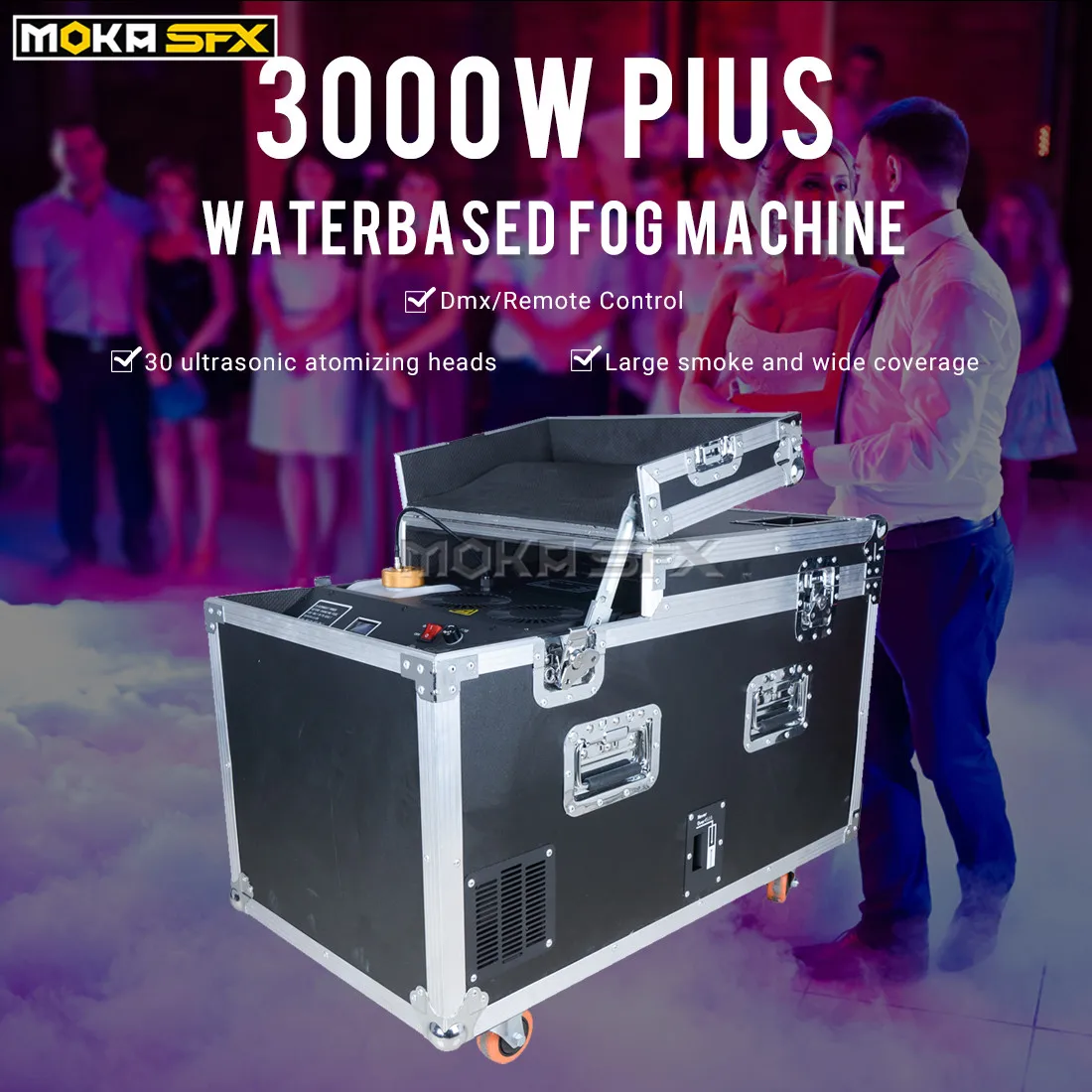 Cheap Máquina de niebla de base de agua de 3000w, gran potencia, efecto de hielo seco, neblina de agua baja para DJ, 2 tanques de agua grandes, máquina de humo con salida