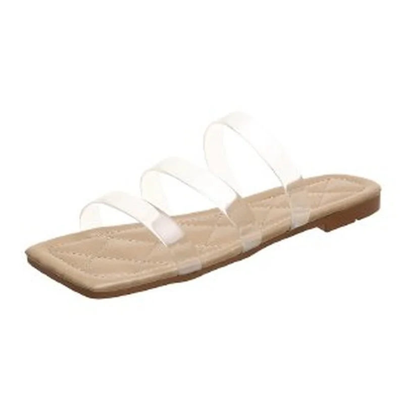 

Open Toed Shoes Daily Women's Shoes Wild Square Toe Slippers 2021 Summer New Fashion Ladies Slippers Outdoor Crystal