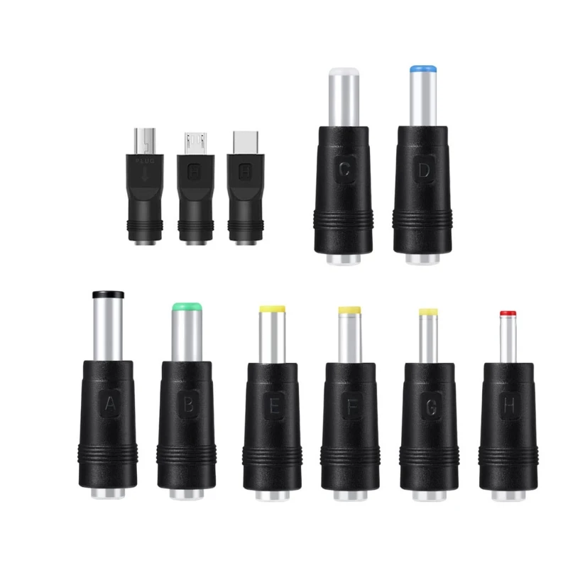

11in1 5V USB to 5.5x2.1mm 3.5mm 4.0mm 4.8mm 6.4mm 5.5x2.5mm Type C Micro Mini USB Plug Charge Cord for Router Cellphone