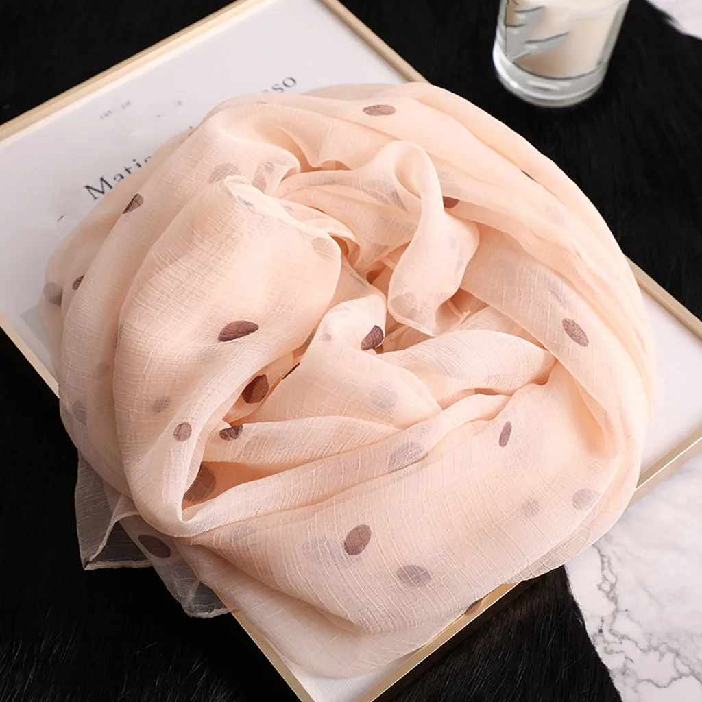 

2020 New Fashion Imitation Silk Scarf Women Ladies Dot Print Long Soft Wrap Scarf Shawl Scarves Summer Towel Femme Beach Sjaals