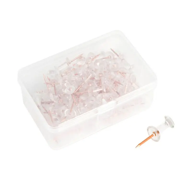 100 шт. прозрачный розовое золото канцелярские кнопки с накатанной головкой