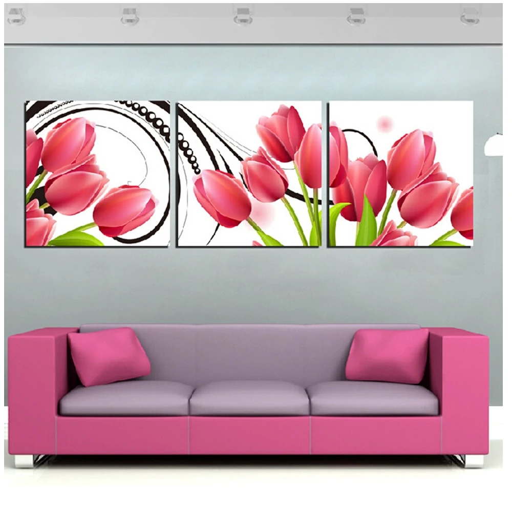 Комплект из 3 предметов в форме тюльпана от Алмазная вышивка красный цветок 5D diy