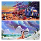 Алмазная 5D картина сделай сам, картина с изображением морского берега, круглая Алмазная вышивка, домашний декор