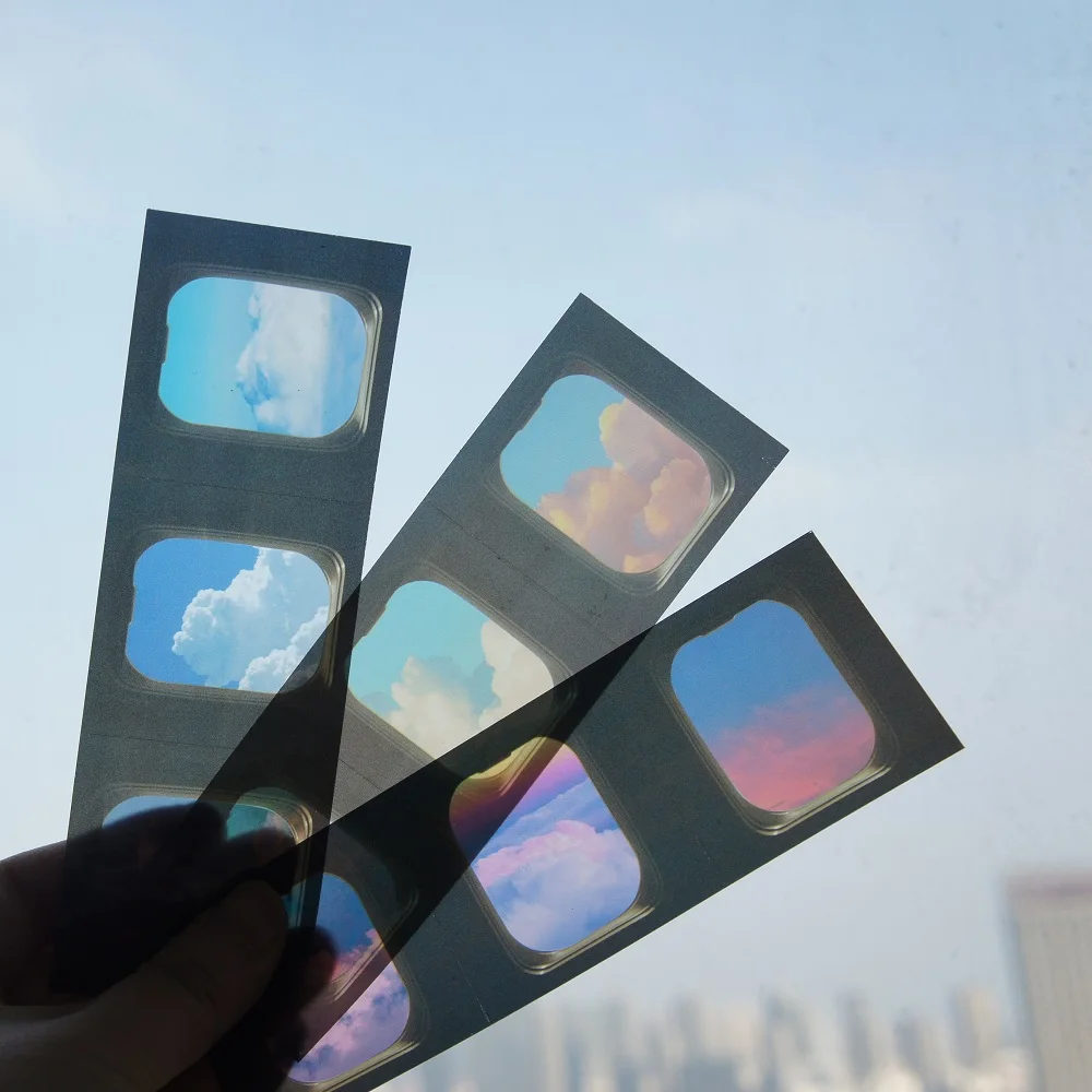 6 Лист небо облако из за пределов самолет фото пленка ПВХ Стикеры дизайн в