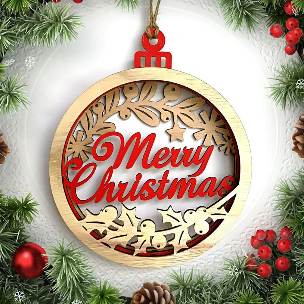 2019 Wooden Christmas 3D Large Bulb Shape Pendant Decoration Cute Interior Xmas for House Firepalce Chrismas Tree Drops | Дом и сад