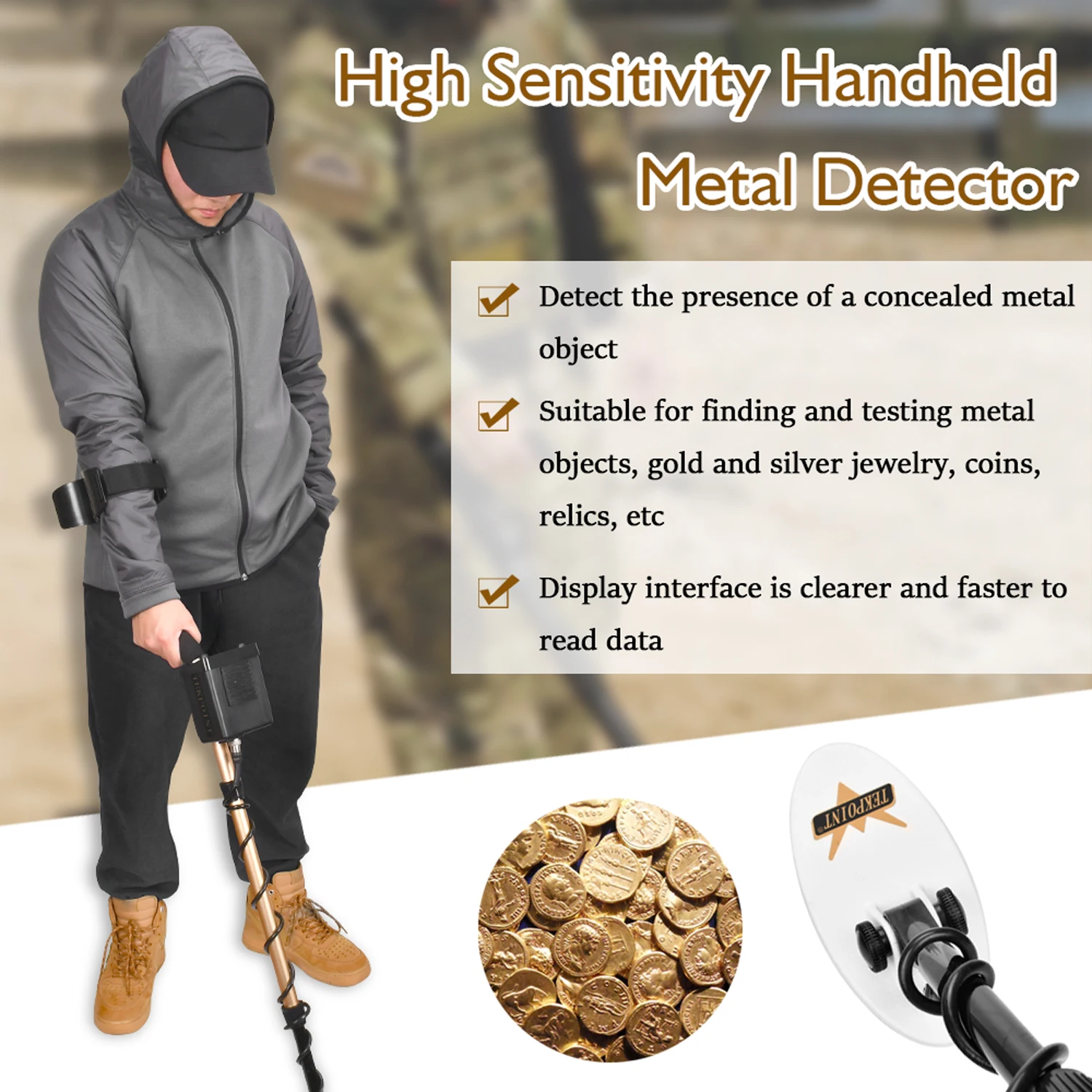 TEKPOINT 2 Портативный подземный детектор металла Высокая чувствительность Gold