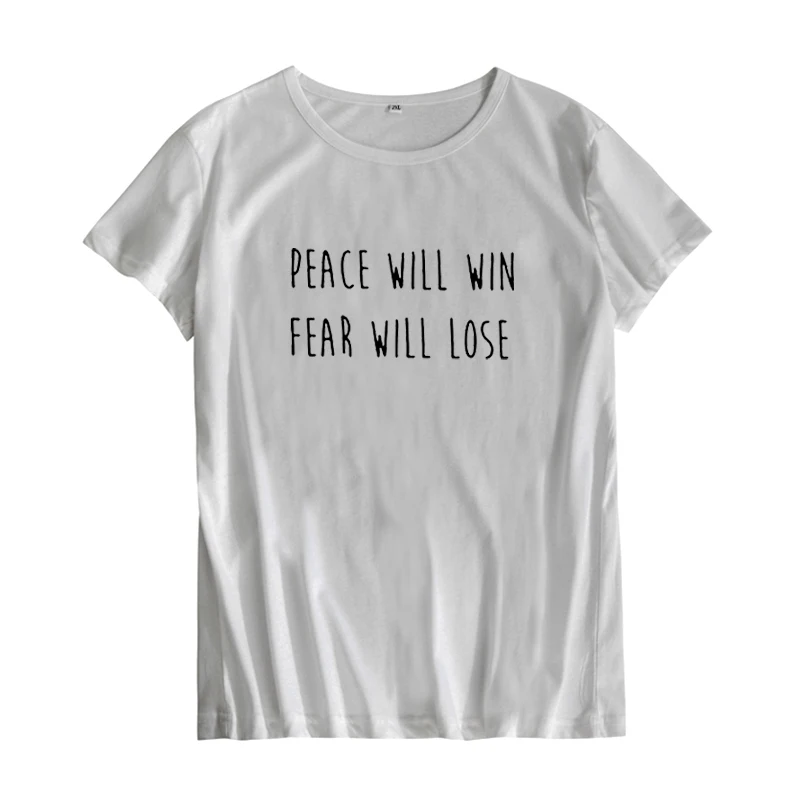 CbuCyi Peace Will Win Fear Will Lose Twenty One pilot band лирика Футболка женская хлопковая Футболка Большой размер S-XXL Футболка