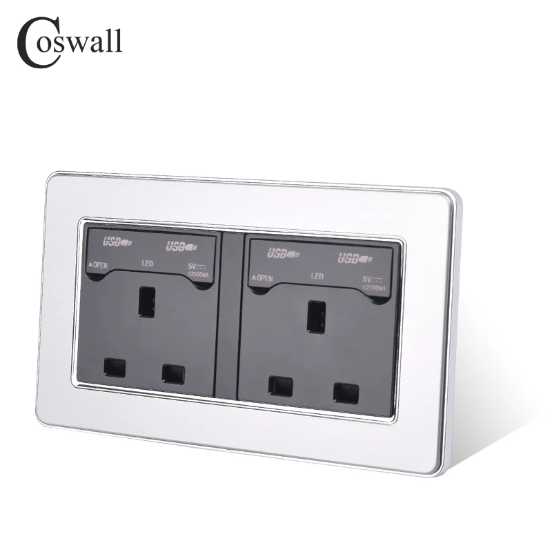 COSWALL 146 стандарт Великобритании двойная розетка с 4 USB зарядным портом для