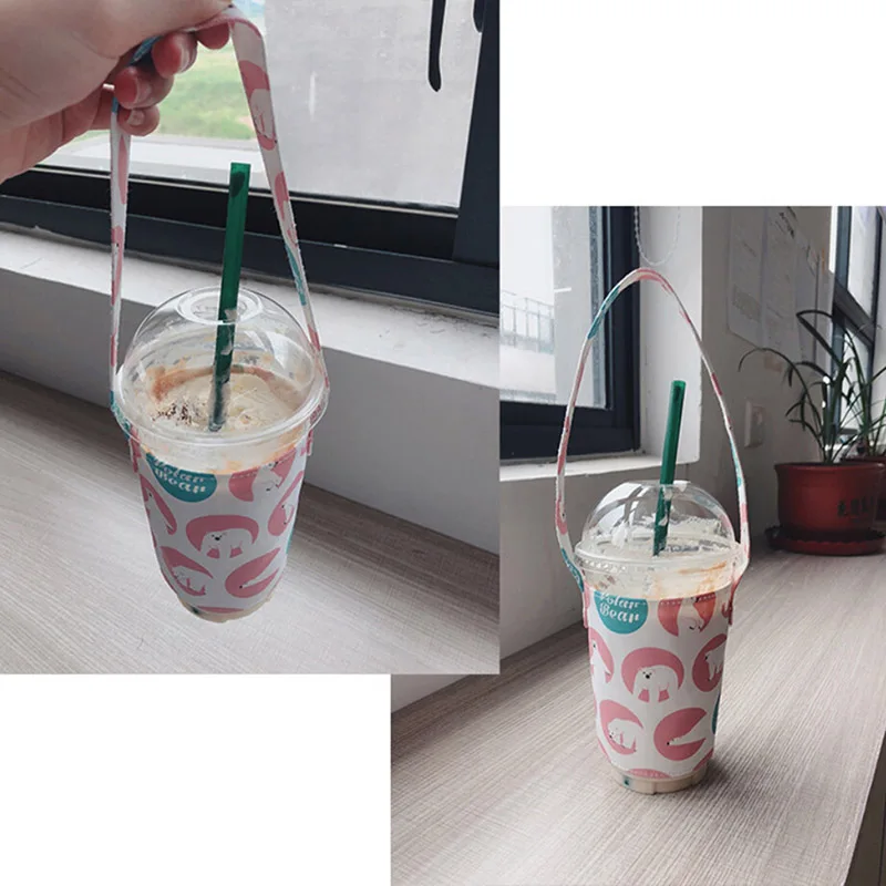 Portable Cup Bag Carrier Pure Cotton Cloth Cover For Milk Tea Juice Lovely Odorless Gift Handbag DFG | Дом и сад