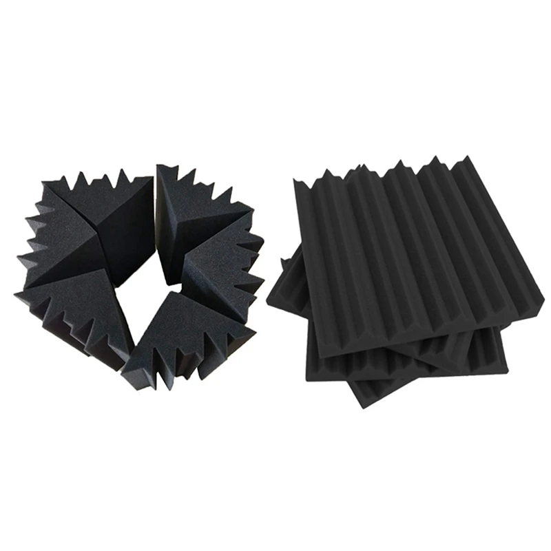 

20 Pcs Acoustic Panels Soundproofing Foam Acoustic Tiles Studio Foam, 8 Pcs 12 X 12 X 24Cm & 12 Pcs 30 X 30 X 5Cm