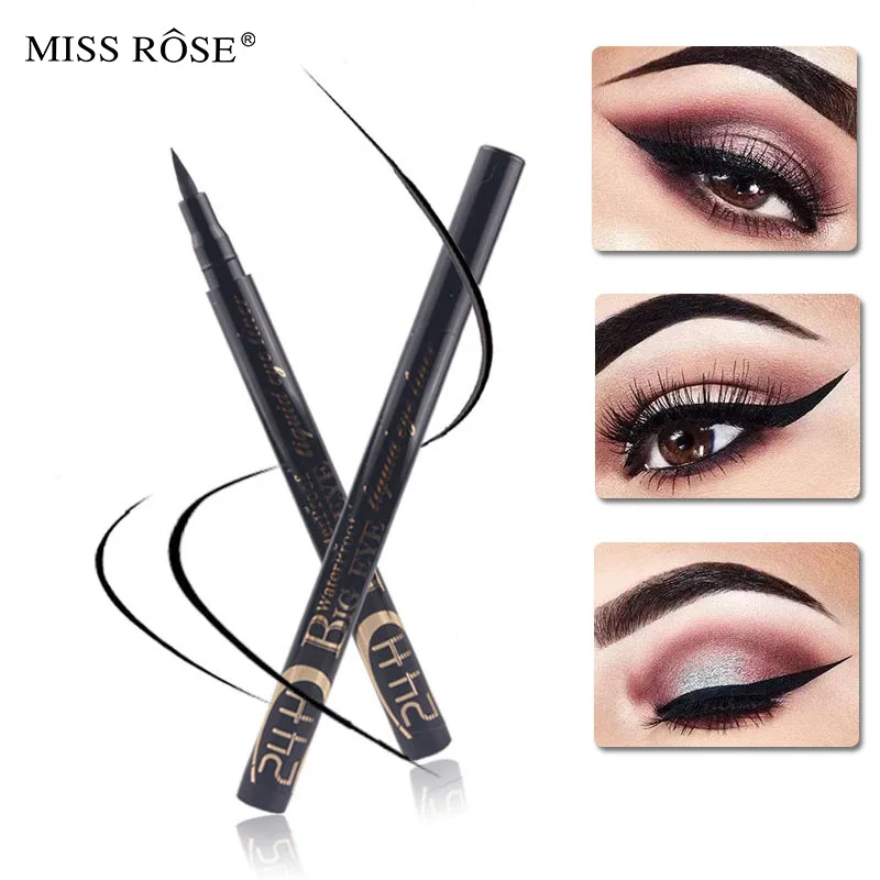 

MISS ROSE Eye-line Pen Black Hot Silver Tube Waterproof Long-lasting Eyeliner Makeup Cosmetic Pen Hot Selling 7402-117