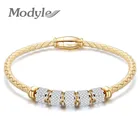 Новинка 2021, Модные женские ювелирные изделия Modyle золотого и серебряного цвета, кожаный ремешок, браслет из нержавеющей стали для женщин, оптовая продажа