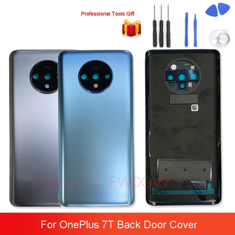 

Original NEW For OnePlus 7T HD1901 HD1903 HD1900 HD1907 HD1905 Back Battery Cover Rear Glass Housing Door Case With Lens