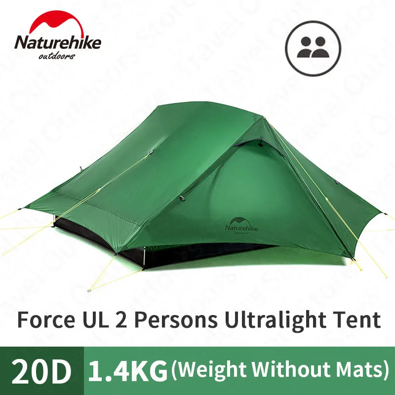 

Палатка Naturehike Force ul2-местная, ультралегкая туристическая, 20D одиночная силиконовая нейлоновая в клетку, с напольным ковриком в подарок