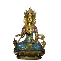 chinese old tibetan craft old cloisonne tibetan buddha ornaments in brass statue